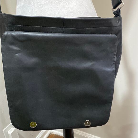 Perlina Black Messenger Bag with Flap-Over Design Adjustable Strap - Picture 5 of 13